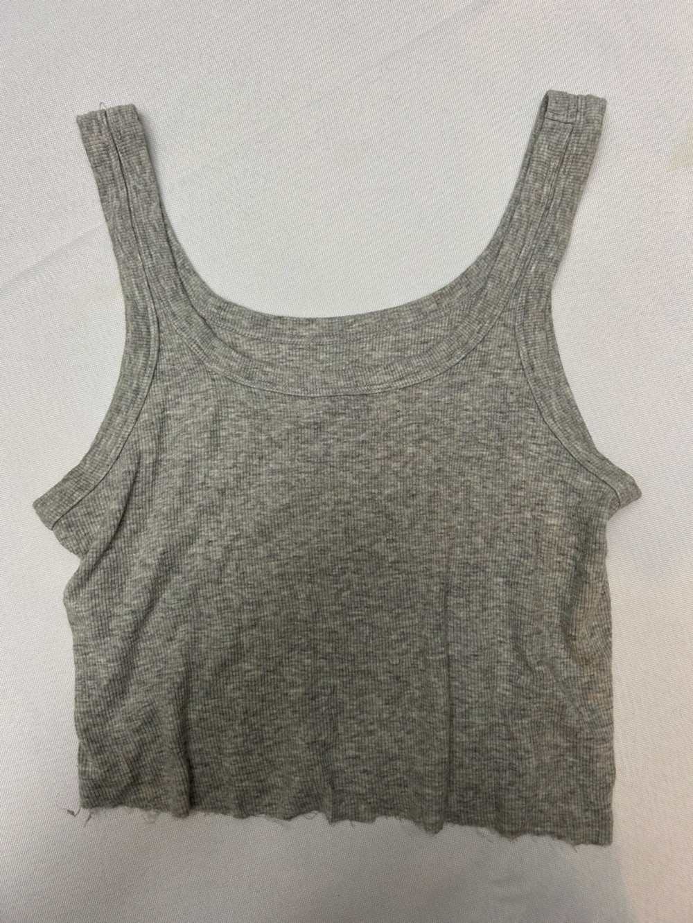 Heather Gray Ribbed Cropped Tank Top size S